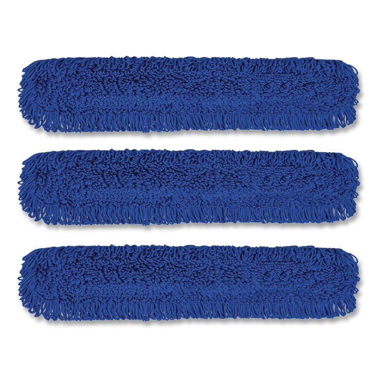 Microfiber Looped Dust Mop Pad Head, 48 x 5, Blue, 3/Pack