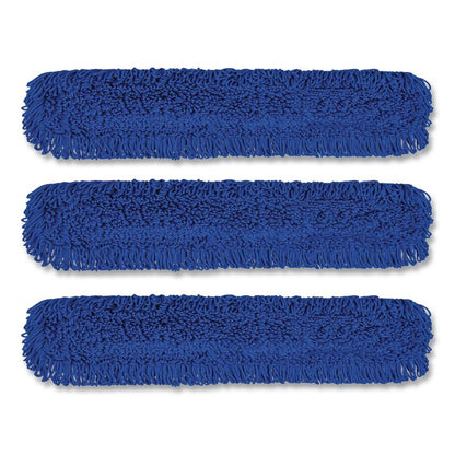 Microfiber Looped Dust Mop Pad Head, 48 x 5, Blue, 3/Pack
