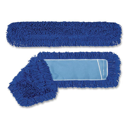 Microfiber Looped Dust Mop Pad Head, 48 x 5, Blue, 3/Pack