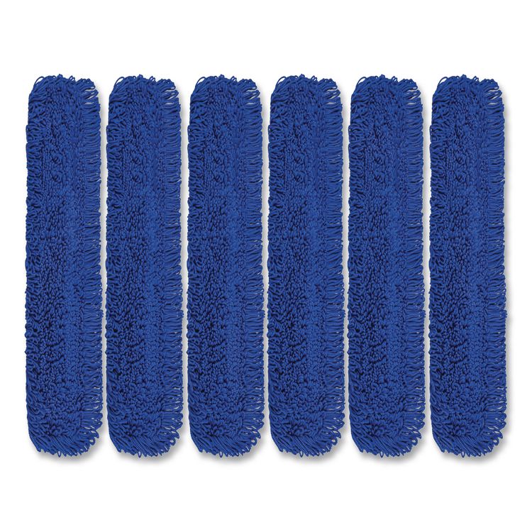 Microfiber Looped Dust Mop Pad Head, 48 x 5, Blue, 6/Pack