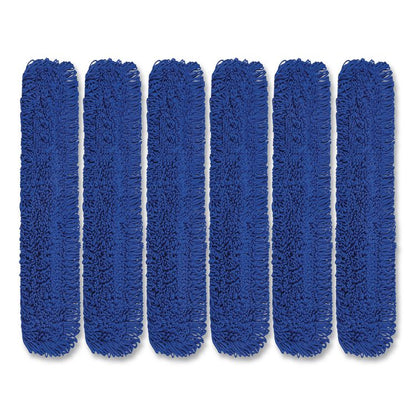 Microfiber Looped Dust Mop Pad Head, 48 x 5, Blue, 6/Pack