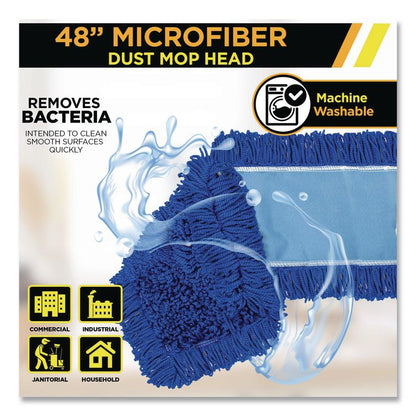 Microfiber Looped Dust Mop Pad Head, 48 x 5, Blue, 6/Pack