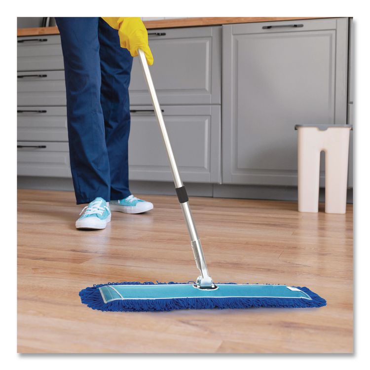 Microfiber Looped Dust Mop Pad Head, 48 x 5, Blue, 6/Pack