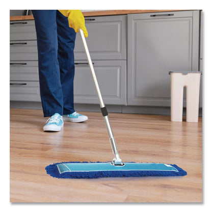 Microfiber Looped Dust Mop Pad Head, 48 x 5, Blue, 6/Pack