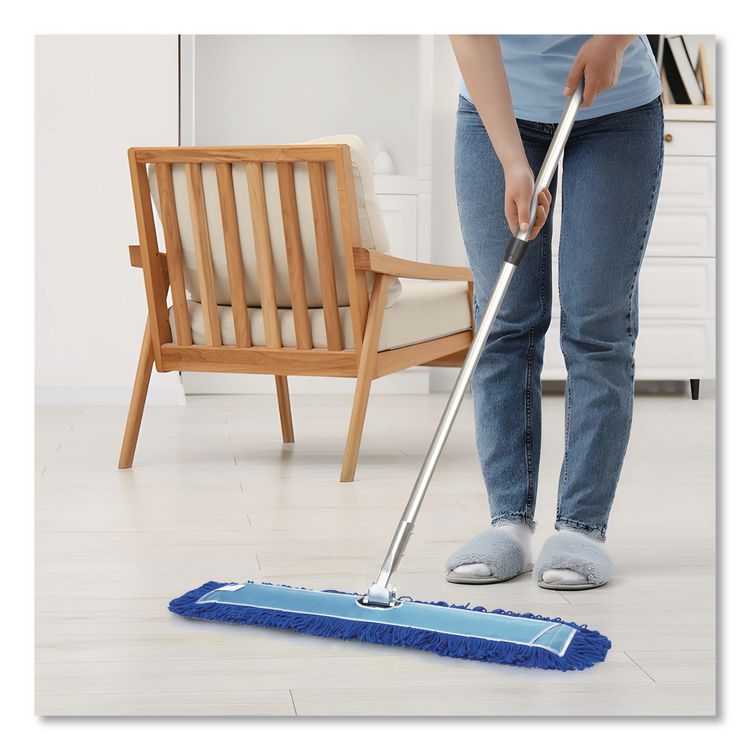 Microfiber Looped Dust Mop Pad Head, 48 x 5, Blue, 6/Pack