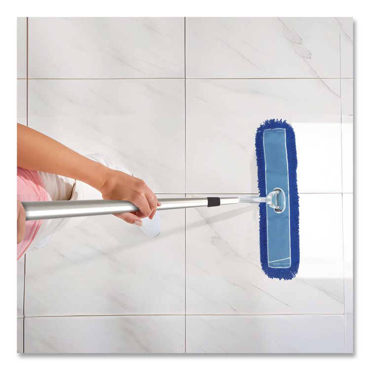 Microfiber Looped Dust Mop Pad Head, 48 x 5, Blue, 6/Pack