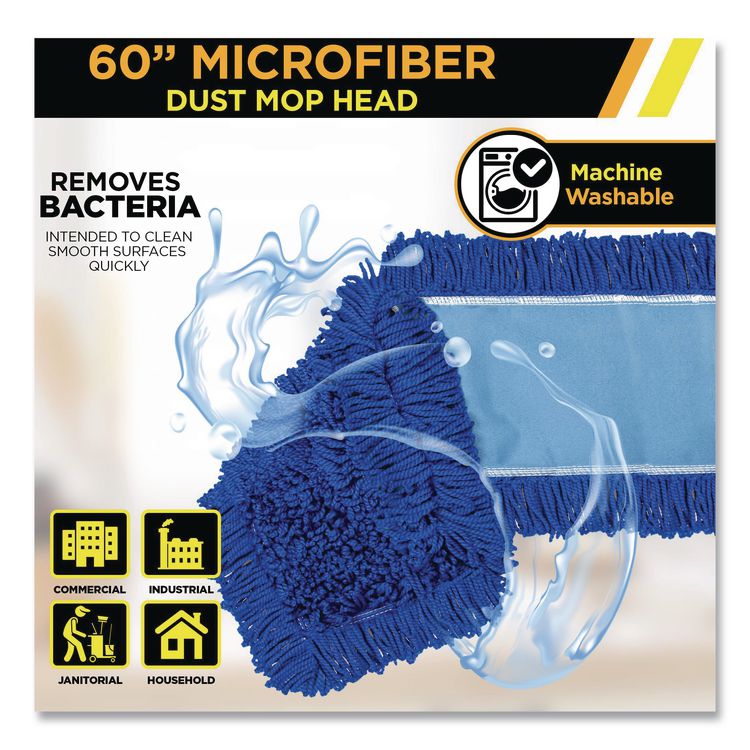 Microfiber Looped Dust Mop Pad Head, 60 x 5, Blue