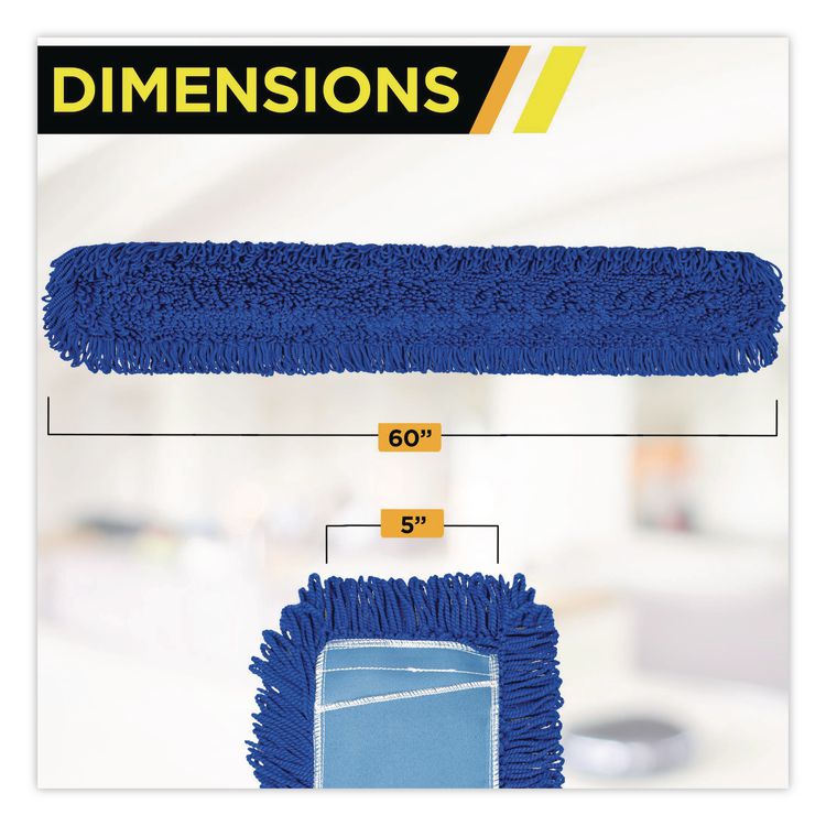 Microfiber Looped Dust Mop Pad Head, 60 x 5, Blue, 3/Pack