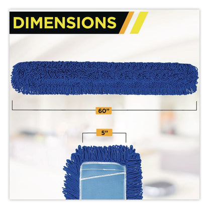 Microfiber Looped Dust Mop Pad Head, 60 x 5, Blue, 3/Pack