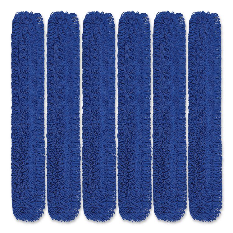 Microfiber Looped Dust Mop Pad Head, 60 x 5, Blue, 6/Pack