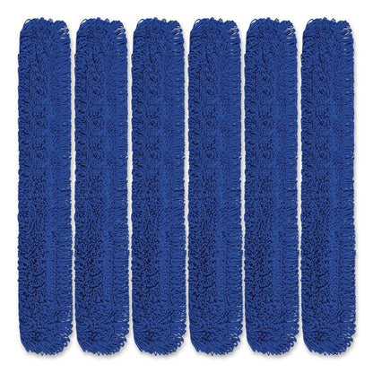Microfiber Looped Dust Mop Pad Head, 60 x 5, Blue, 6/Pack