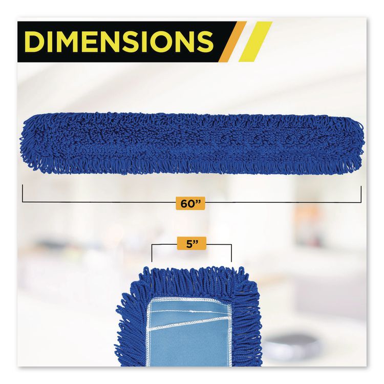 Microfiber Looped Dust Mop Pad Head, 60 x 5, Blue, 6/Pack