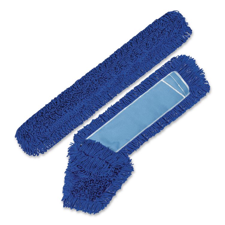 Microfiber Looped Dust Mop Pad Head, 60 x 5, Blue, 6/Pack