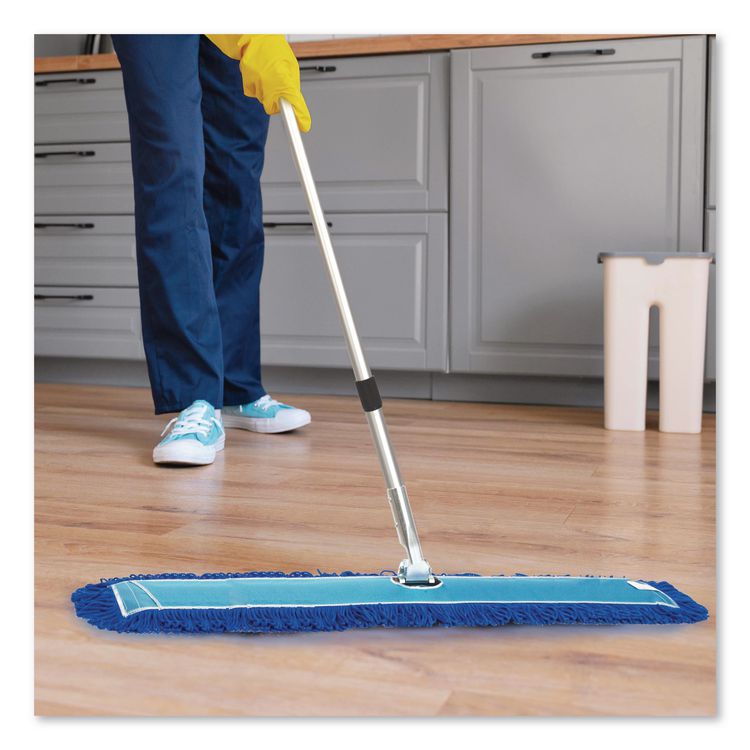 Microfiber Looped Dust Mop Pad Head, 60 x 5, Blue, 6/Pack
