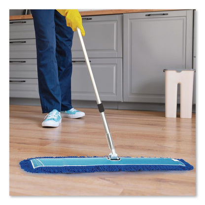 Microfiber Looped Dust Mop Pad Head, 60 x 5, Blue, 6/Pack