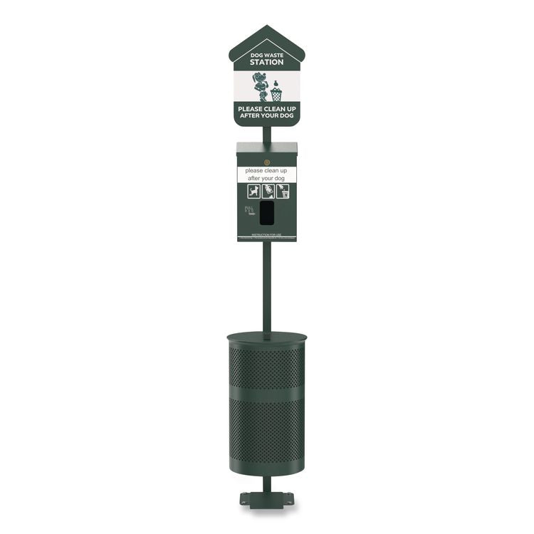 Pet Waste Station Kit with Foot Pedal, Header Bag Locking Dispenser, 11.5 Gallon Trash Can, Pole, and Glow-in-the-Dark Sign