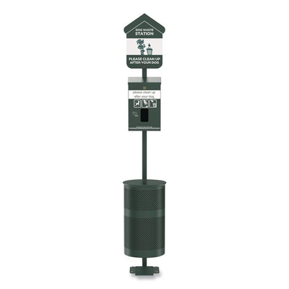Pet Waste Station Kit with Foot Pedal, Header Bag Locking Dispenser, 11.5 Gallon Trash Can, Pole, and Glow-in-the-Dark Sign