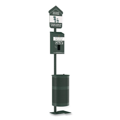 Pet Waste Station Kit with Foot Pedal, Header Bag Locking Dispenser, 11.5 Gallon Trash Can, Pole, and Glow-in-the-Dark Sign