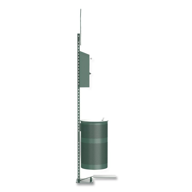 Pet Waste Station Kit with Foot Pedal, Roll Bag Locking Dispenser, 11.5 Gallon Trash Can, Pole, and Glow-in-the-Dark Sign
