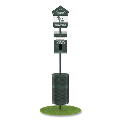 Pet Waste Station Starter Kit with Header Bag Dispenser, Bags and Liners, 11.5 gal, Top Door, Green