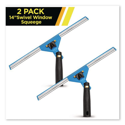 Swivel Window Squeegee with Quick Release, 14" Wide Blade, 2/Pack