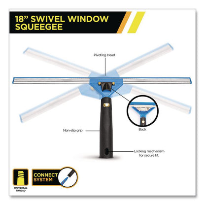 Swivel Window Squeegee with Quick Release, 18" Wide Blade, 12/Carton