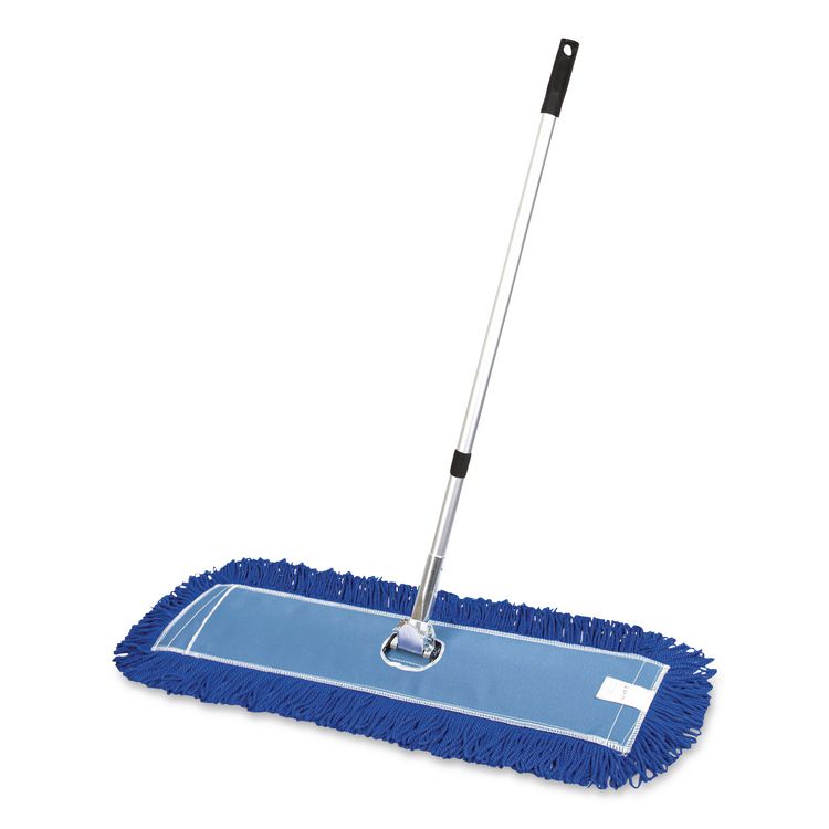 All-In-One Microfiber Dust Mop Set with Telescopic Handle, 36 x 5, Blue Microfiber Head, 40" to 72" Silver Aluminum Handle