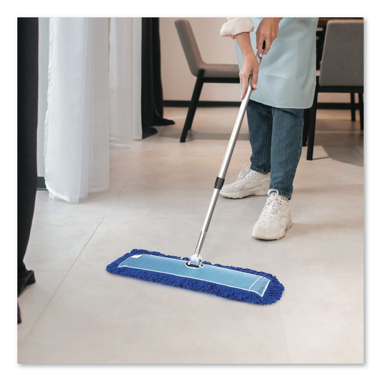 All-In-One Microfiber Dust Mop Set with Telescopic Handle, 36 x 5, Blue Microfiber Head, 40" to 72" Silver Aluminum Handle