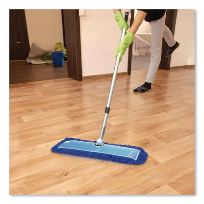 All-In-One Microfiber Dust Mop Set with Telescopic Handle, 36 x 5, Blue Microfiber Head, 72" Silver Aluminum Handle, 4/Kit