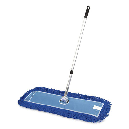 All-In-One Microfiber Dust Mop Set with Telescopic Handle, 36 x 5, Blue Microfiber Head, 72" Silver Aluminum Handle, 4/Kit