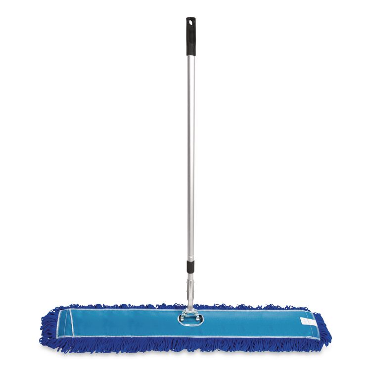 All-In-One Microfiber Dust Mop Set with Telescopic Handle, 48 x 5, Blue Microfiber Head, 40" to 72" Silver Aluminum Handle