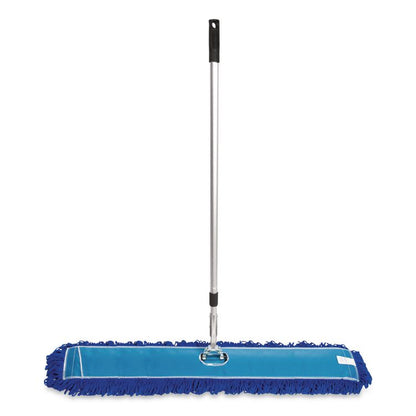All-In-One Microfiber Dust Mop Set with Telescopic Handle, 48 x 5, Blue Microfiber Head, 40" to 72" Silver Aluminum Handle