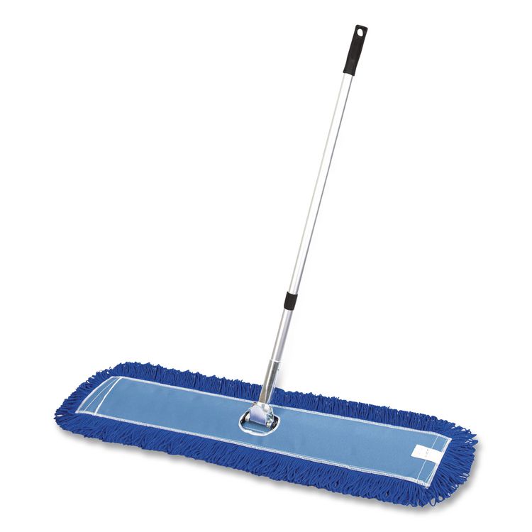 All-In-One Microfiber Dust Mop Set with Telescopic Handle, 48 x 5, Blue Microfiber Head, 40" to 72" Silver Aluminum Handle