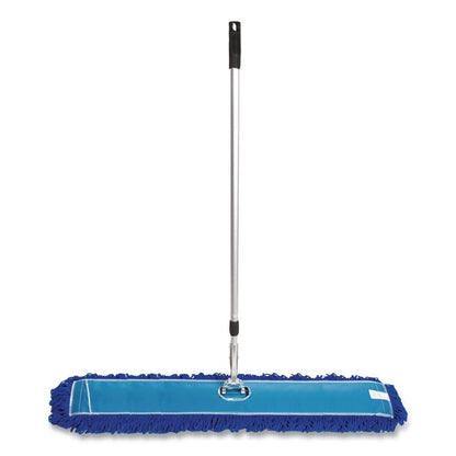 All-In-One Microfiber Dust Mop Set with Telescopic Handle, 48 x 5, Blue Microfiber Head, 72" Silver Aluminum Handle, 4/Kit