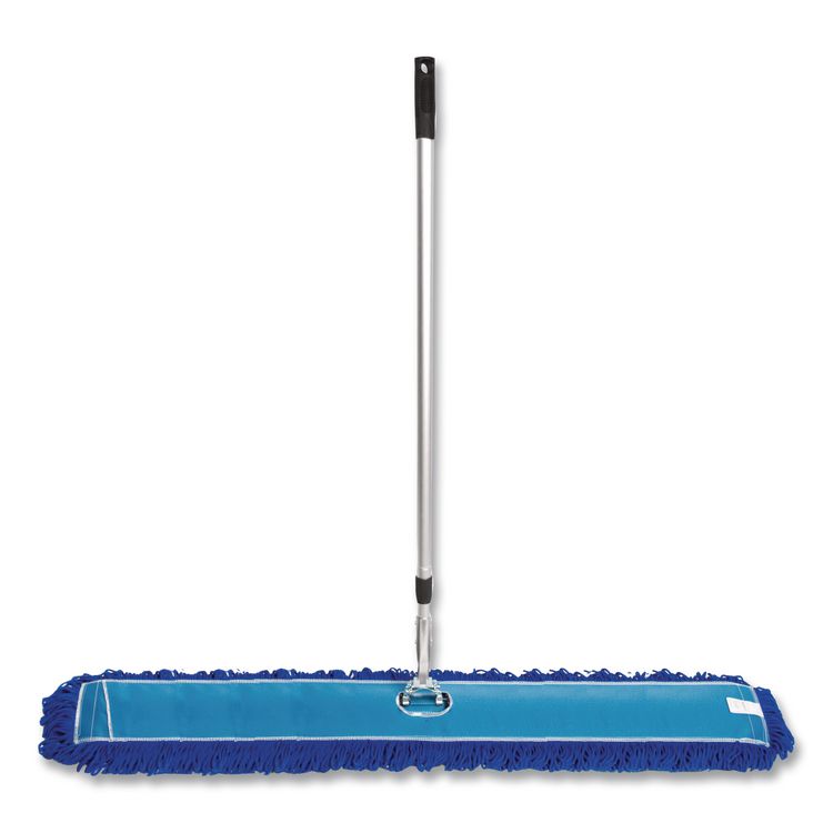 All-In-One Microfiber Dust Mop Set with Telescopic Handle, 60 x 5, Blue Microfiber Head, 40" to 72" Silver Aluminum Handle