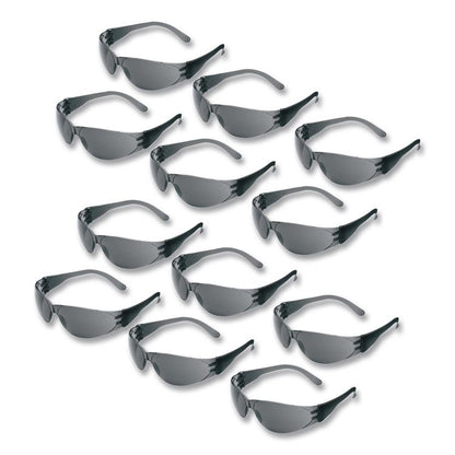 Checklite Safety Glasses, Frameless, Gray Single Hard Coat Scratch-Resistant Lens, 12/Box