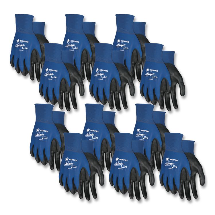 Ultra Tech Tactile Dexterity Work Gloves, EN388: 4131, Medium, Blue/Black, 12 Pairs