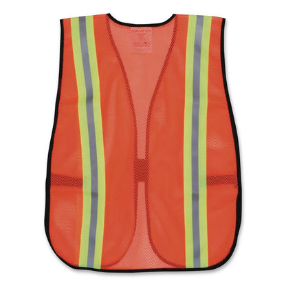 Orange Safety Vest, 2" Reflective Strips, Polyester, Side Straps, One Size Fits All, Bright Orange