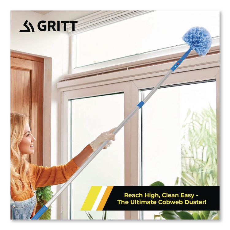 Cobweb/Corner Duster Brush with Telescopic Pole, 3 ft to 6 ft Handle, 2/Kit