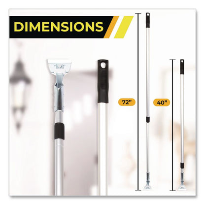 72" Aluminum Telescopic Dust Mop Handle, 1" dia x 42" to 72", Silver