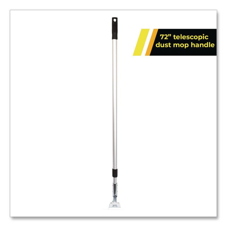 72" Aluminum Telescopic Dust Mop Handle, 1" dia x 42" to 72", Silver