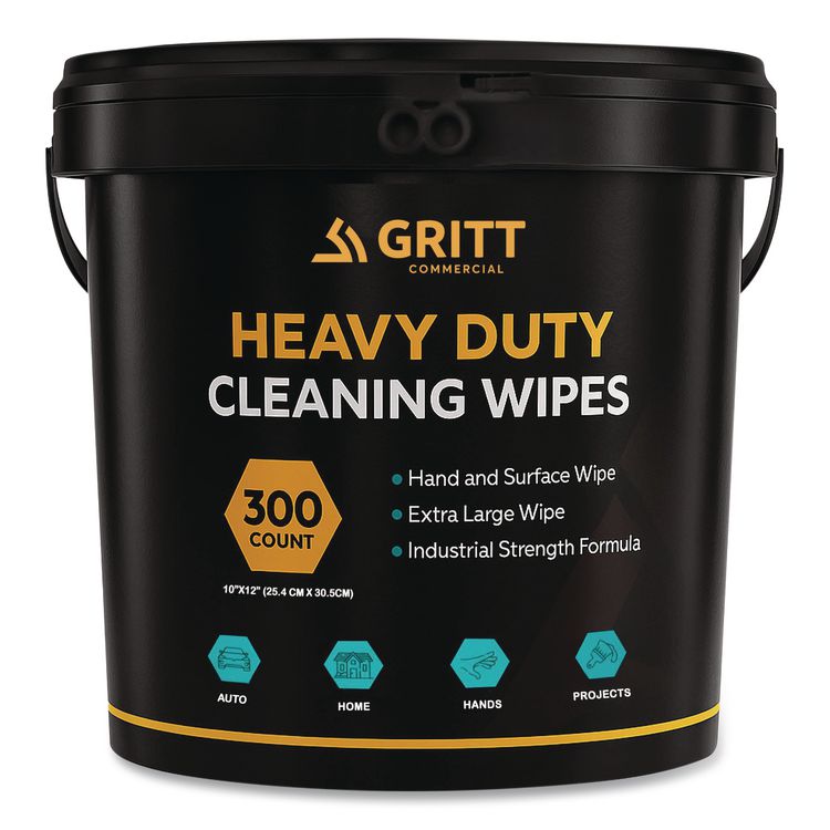 Heavy-Duty Cleaning Wipes, 10 x 12, Citrus, White, 300/Bucket
