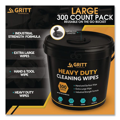 Heavy-Duty Cleaning Wipes, 10 x 12, Citrus, White, 300/Bucket