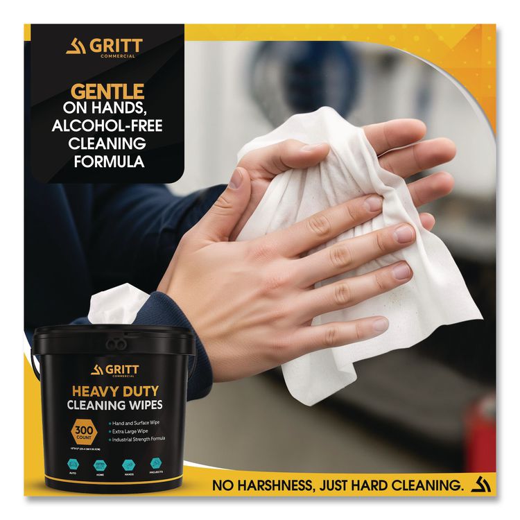 Heavy-Duty Cleaning Wipes, 10 x 12, Citrus, White, 300/Bucket