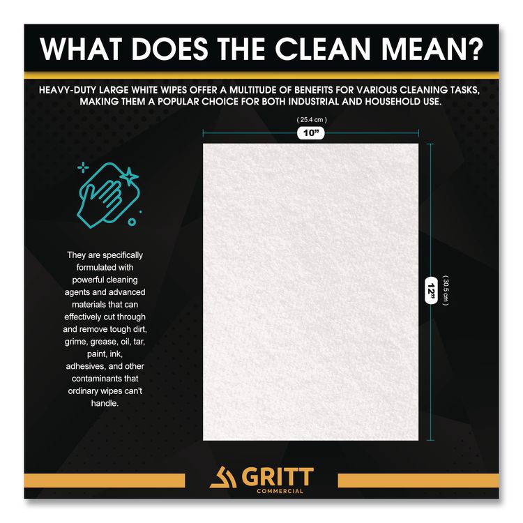 Heavy-Duty Cleaning Wipes, 10 x 12, Citrus, White, 300/Bucket