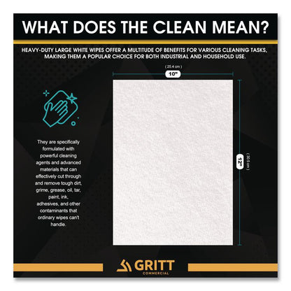 Heavy-Duty Cleaning Wipes, 10 x 12, Citrus, White, 300/Bucket
