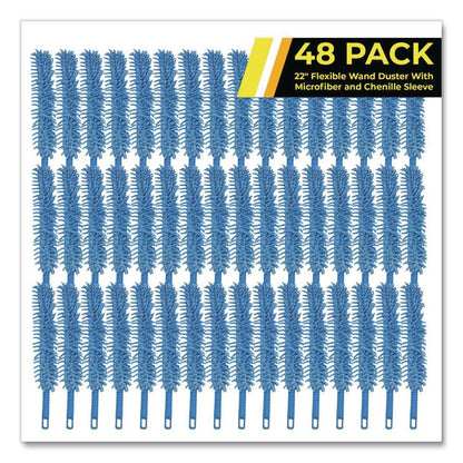 Flexible Wand Duster with Microfiber and Chenille Sleeve, 22" Length, 48/Carton