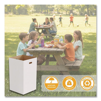 30 Gallon Corrugated Cardboard Trash Can and Recycling Container, White, 4/Carton