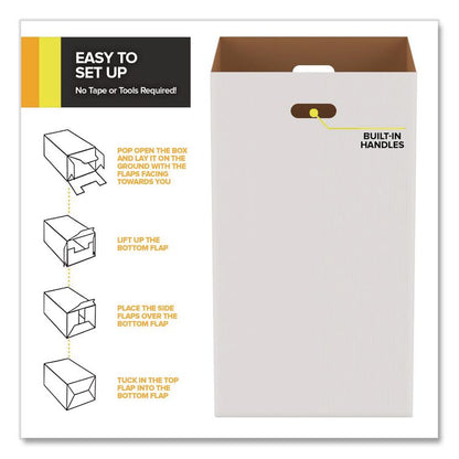 40 Gallon Corrugated Cardboard Trash Can and Recycling Container, White, 10/Carton