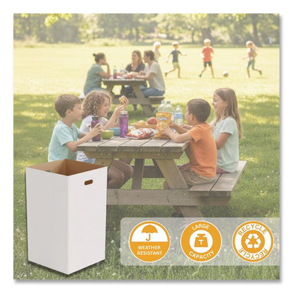 40 Gallon Corrugated Cardboard Trash Can and Recycling Container, White, 10/Carton